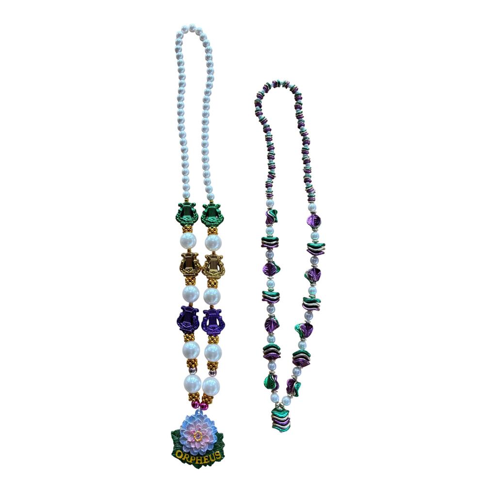 Mardi Gras New Orleans Specialty Beads Parade Throw New Vtg Bundle Lot 2 ORPHEUS